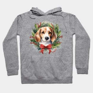 Christmas Beagle Dog Wreath Hoodie